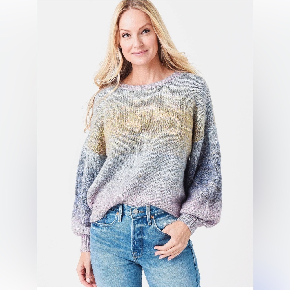 Z Supply Gradient Knit Sweater - Gray, Yellow, Purple